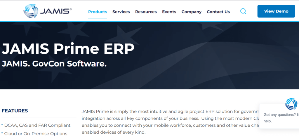 JAMIS Prime ERP for DCAA Compliant Accounting
