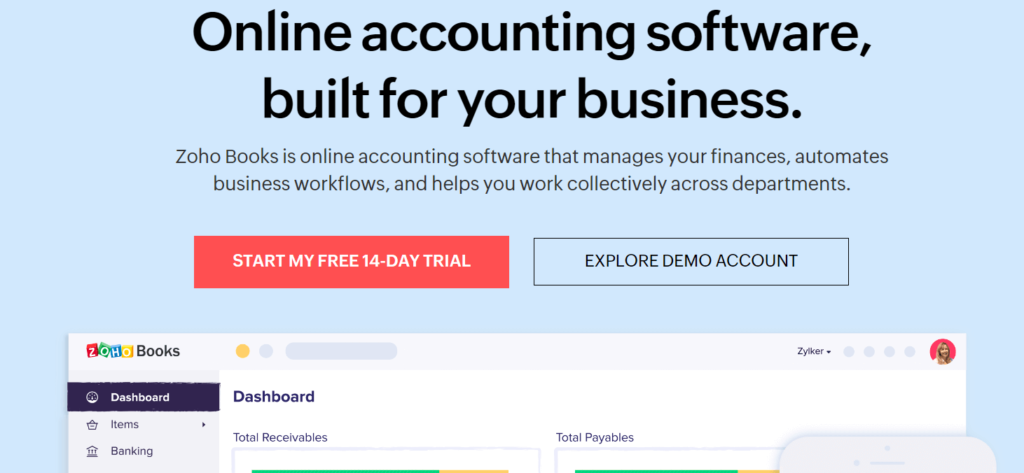 Zoho business accounting software